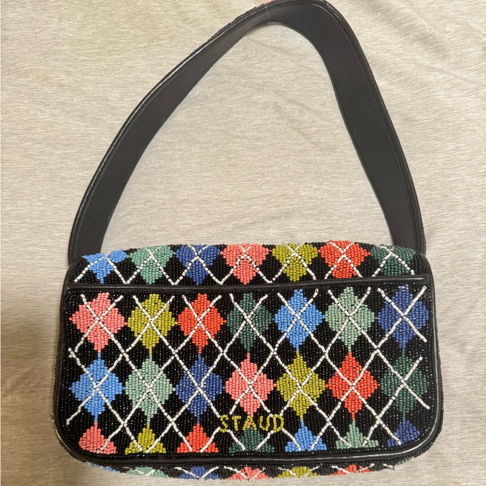 STAUD Limited Edition Beaded Argyle Tommy Bag - Picture 6 of 9